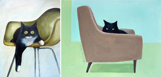 Cat Paintings by Olive Dear