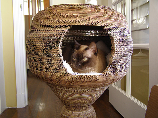 DIY Cardboard Cocoon Cat Bed