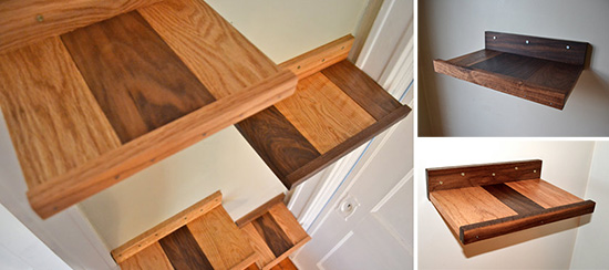 Handcrafted Wooden Cat Shelves from KittyOverlords