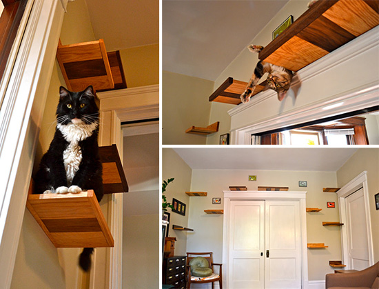 Handcrafted Wooden Cat Shelves from KittyOverlords