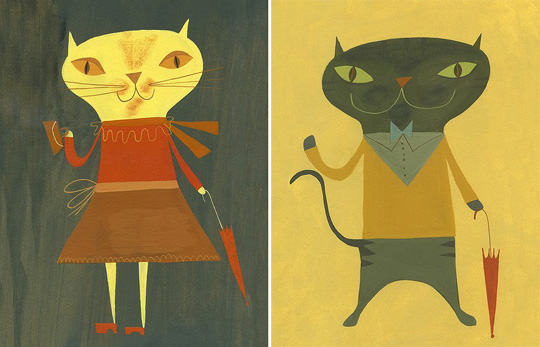 Retro Cat Portraits by Matte Stephens
