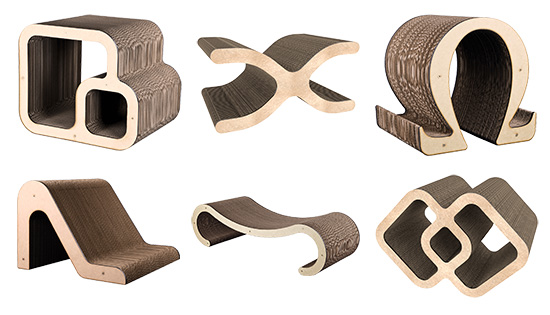 Modern Cardboard Cat Scratch Furniture from KittiCraft