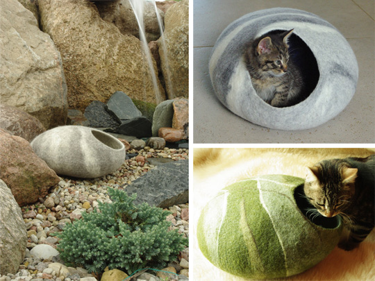 Handmade Felted Cat Beds