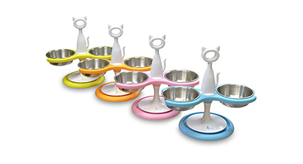 2-bowl Raised Cat Feeder from Catswall Design