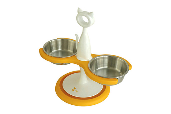 2-bowl Raised Cat Feeder from Catswall Design