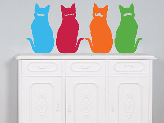 Moustache Cats Wall Decals