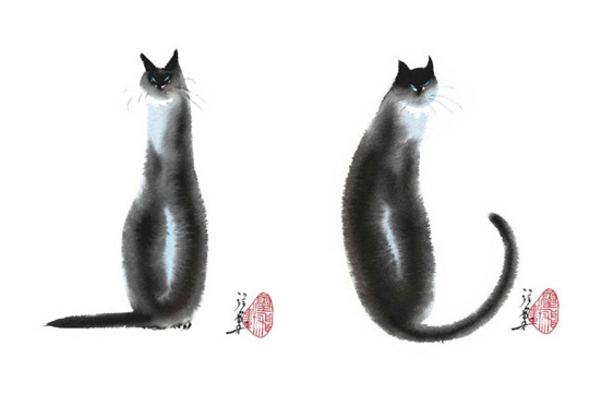 Chinese Cat Prints by Cheng Yan