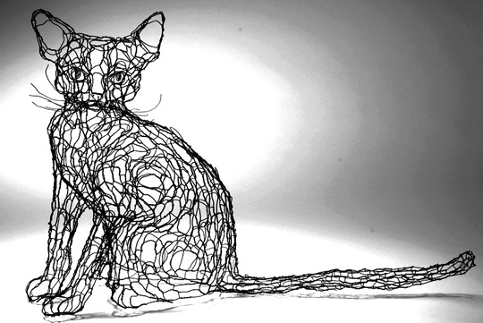 Wire Cat Sculptures by Elizabeth Barrien