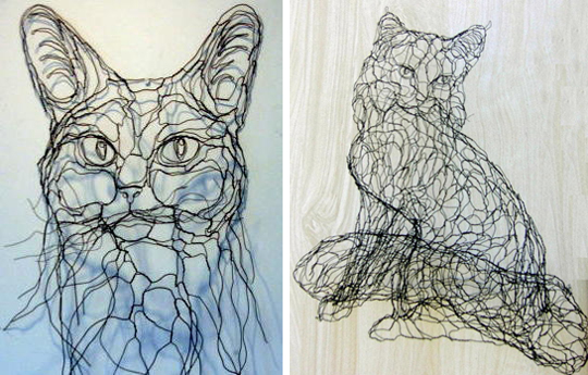 Wire Cat Sculptures by Elizabeth Barrien