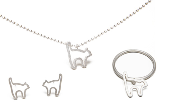 Sterling Silver Cat Outline Jewelry