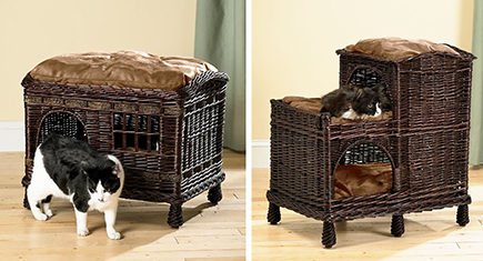Two tier best sale wicker cat bed
