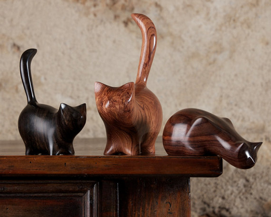 wood cat sculptures