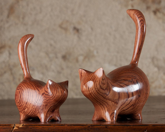 wood cat sculptures