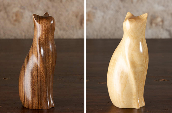 wood cat sculptures