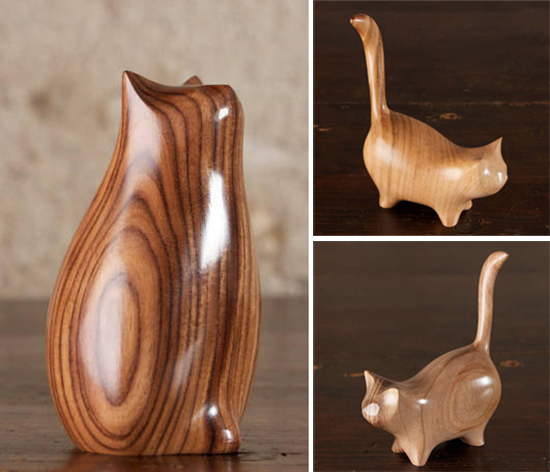 wood cat sculptures