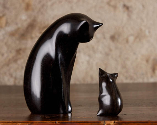 wood cat sculptures