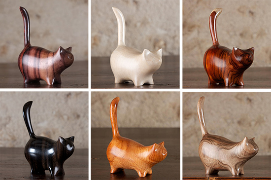 wood cat sculptures