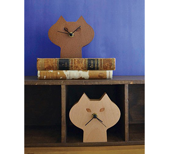 Wooden Cat Face Clock