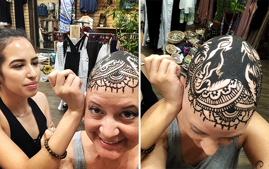 Tribal Cat Henna Crown Temporary Tattoo