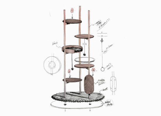 Modern Cat Tower for Milliong by Korean Designer Jiyoun Kim