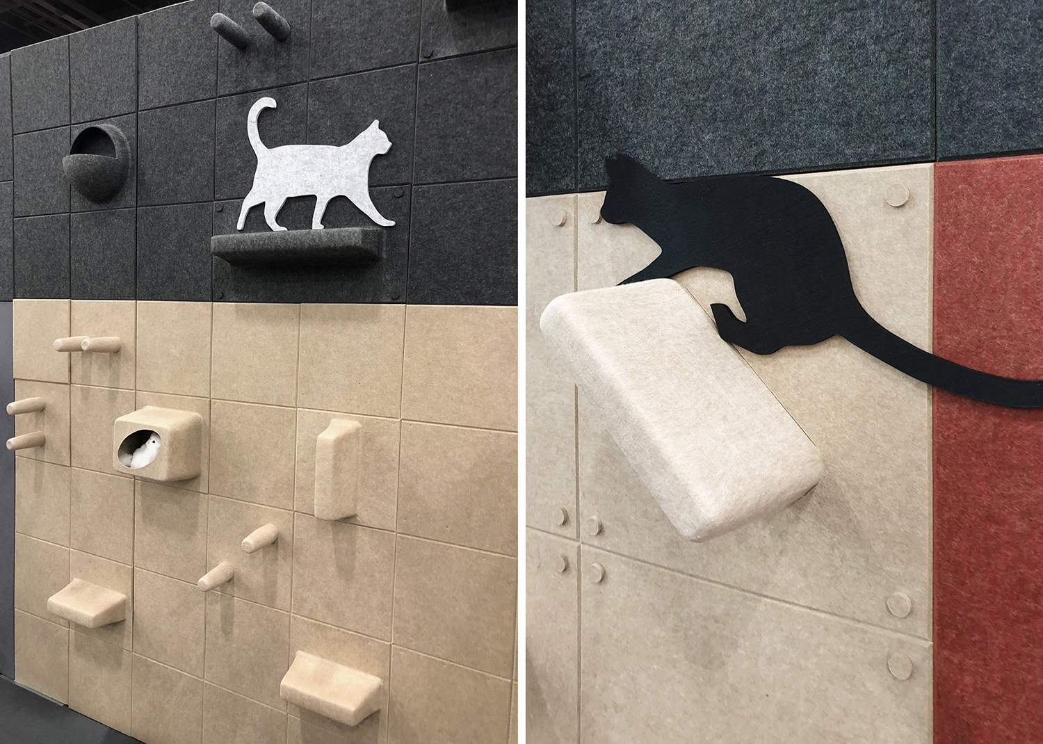 Modern modular cat climbing wall from BAUBAU