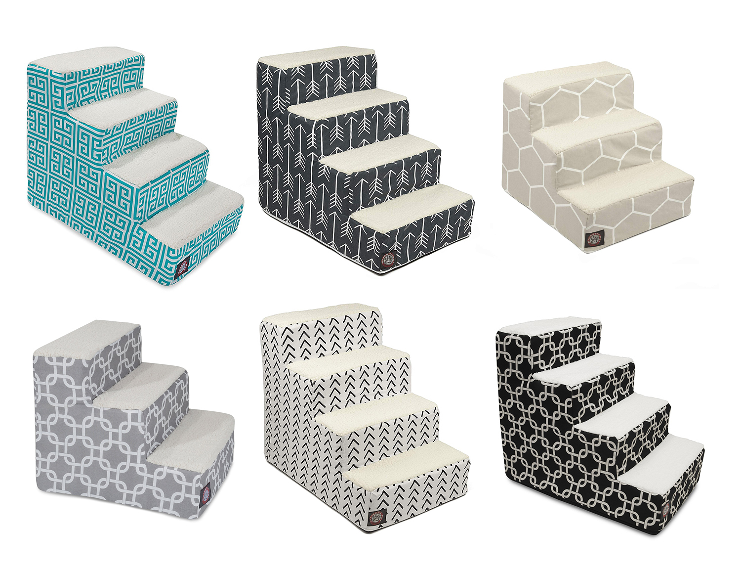 Soft Designer Pet Steps with Colorful Fabrics and Patterns