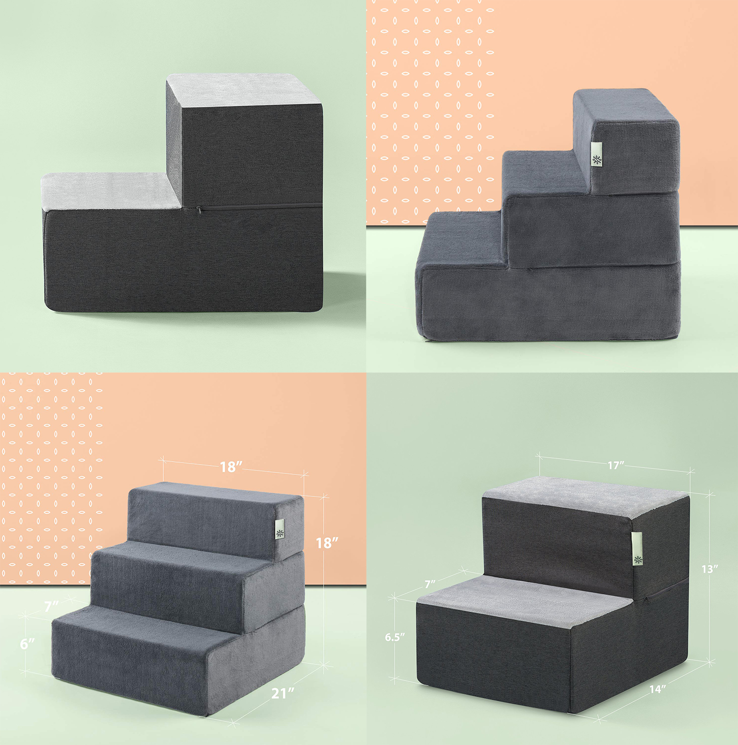 Modern Grey Foam Pet Steps