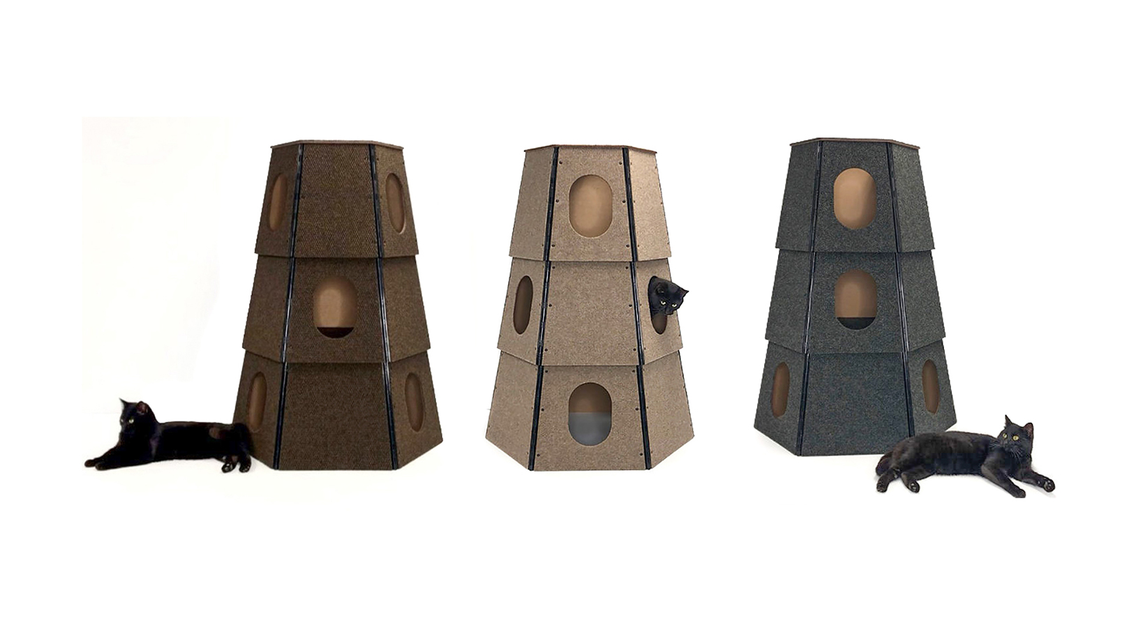 New Hexagon Happystack 3-story Cat Tower • hauspanther