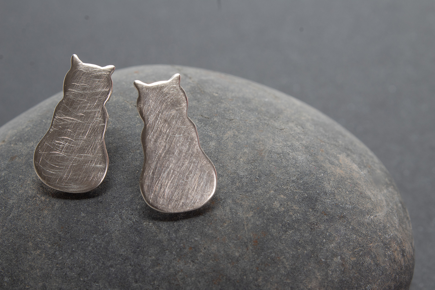 Handmade sterling silver cat earrings