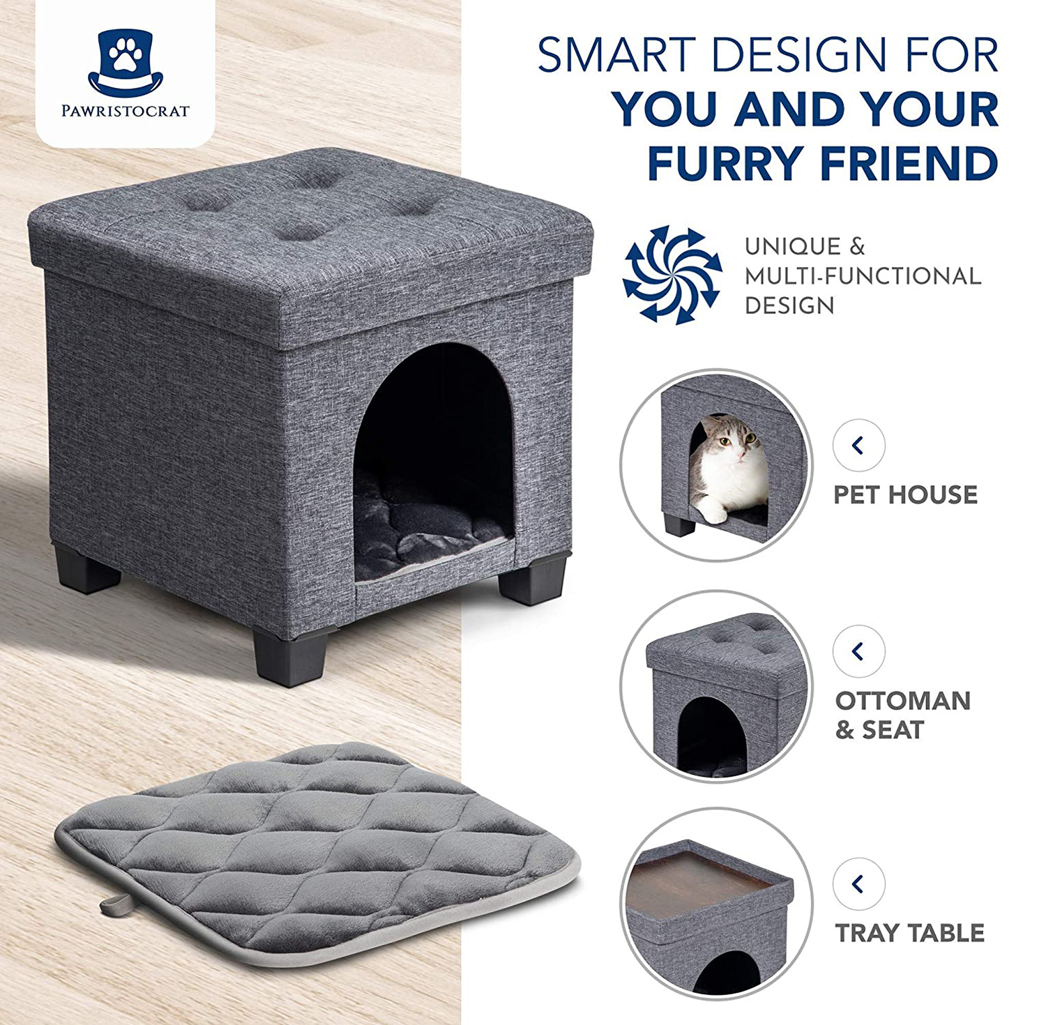 Cat sales bed ottoman