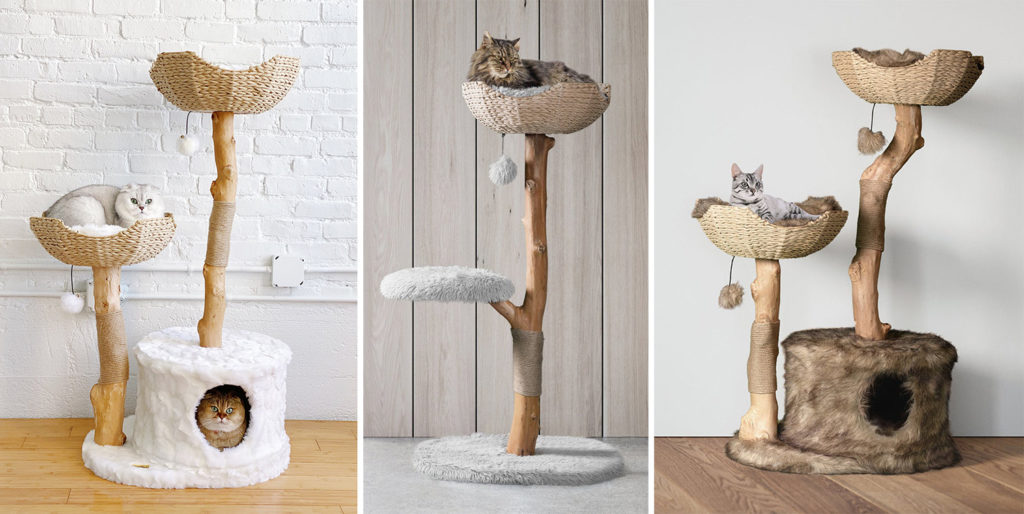 Natural Wood Cat Trees with Modern Flair • hauspanther