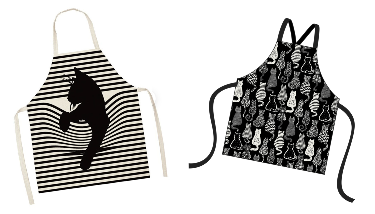 Black cat icon and moon phase Adjustable Apron