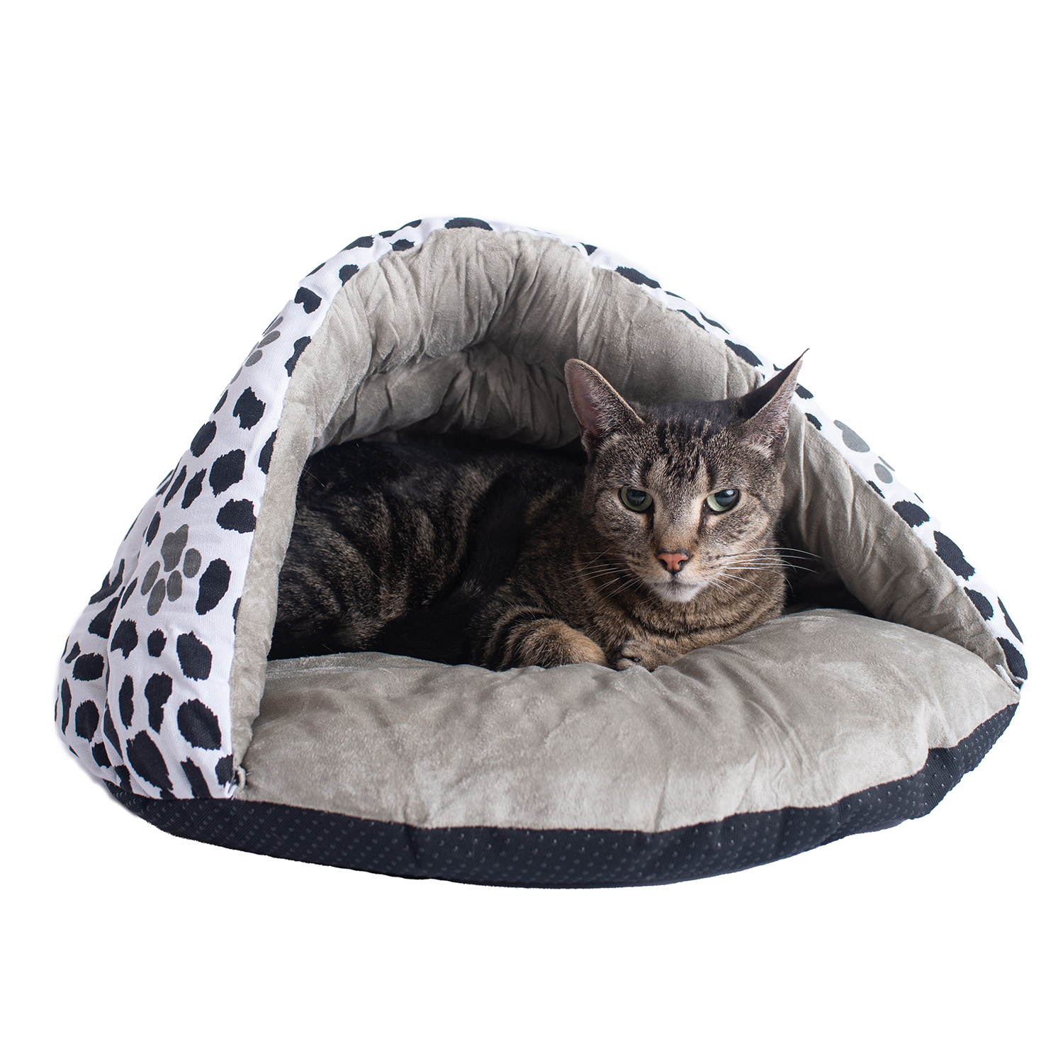 Paw Print Canvas Cave Cat Bed from Armarkat