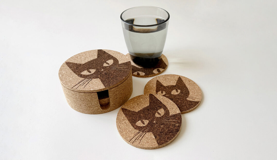 Protect Your Furniture with These Cute Cork Cat Coasters